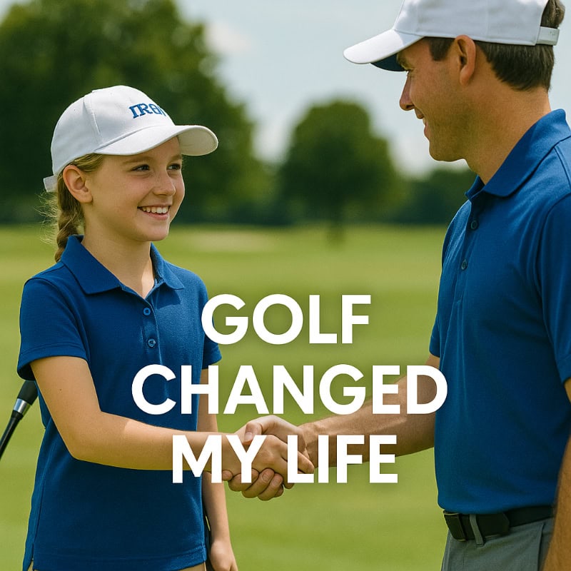 Golf changed my life girl shaking instrutors hand