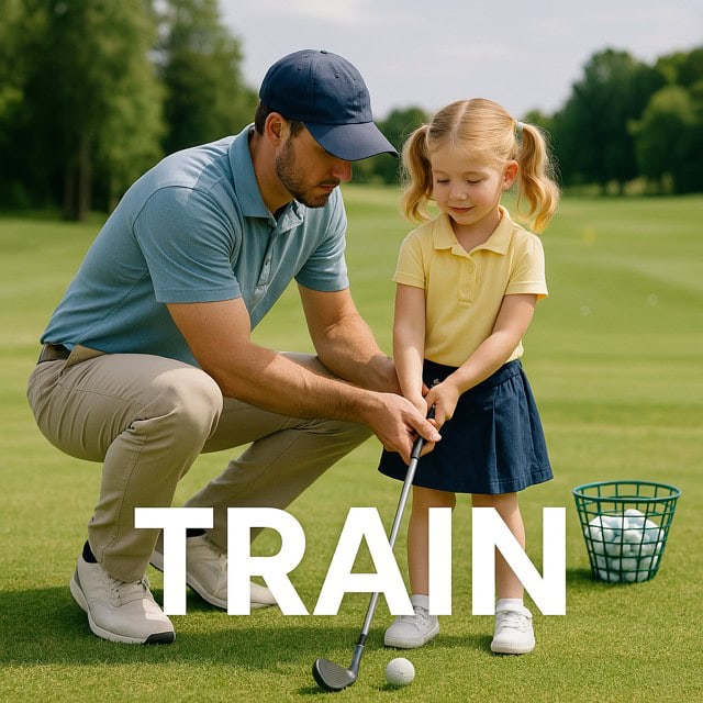 Young girl training for golf